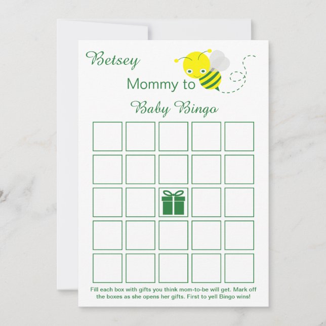 Tarjetas de Bingo para Baby Shower en blanco con A (Anverso)