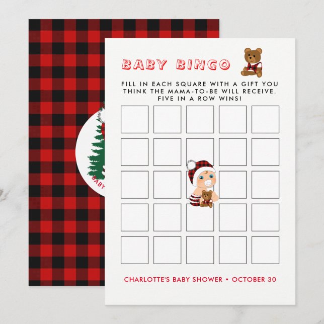 Tarjetas de Bingo para Bebés de Baby Shower Cute L (Anverso / Reverso)