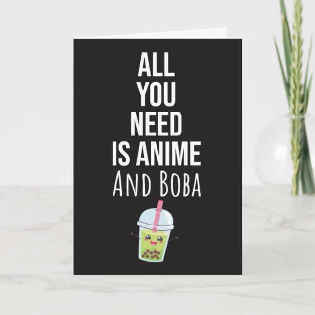 Tarjetas de Boba de Anime Adorables Burbujas de Té (Anverso)