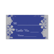 Tarjetas de Boda Blue and Silver Snowflake Place