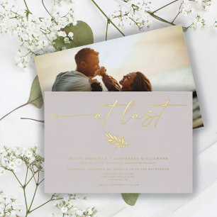 Tarjetas de Boda con Caligrafía en Hoja de Oro