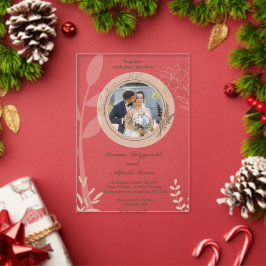 Tarjetas de boda de acrílico elegantes beige con f