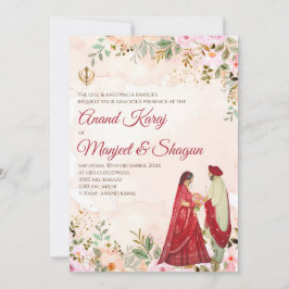 Tarjetas de boda de Anand Karaj e invitaciones Sij