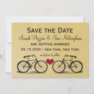 Tarjetas de boda de bicicleta vintage para guardar