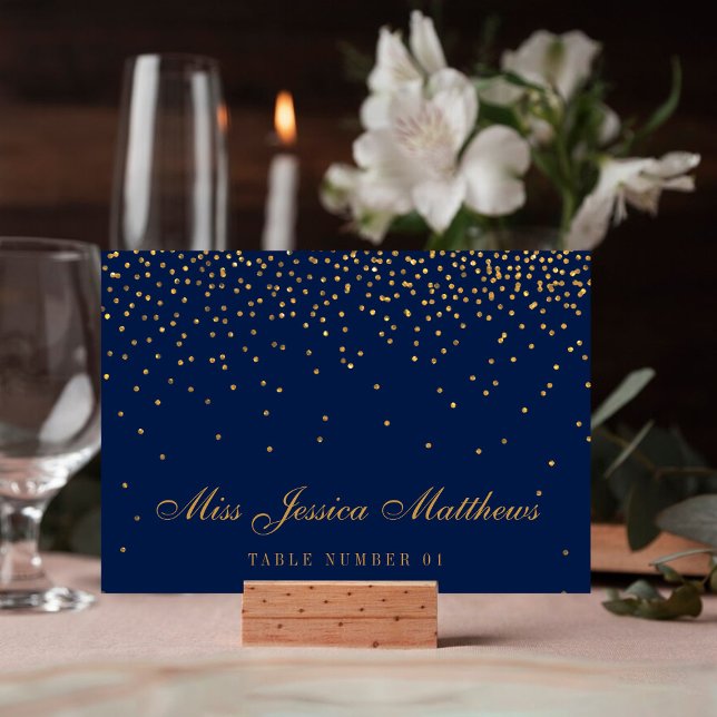 Tarjetas de Boda de confeti de oro azul marino y g (Subido por el creador)