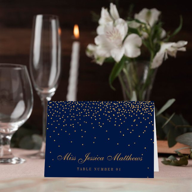 Tarjetas de Boda de confeti de oro azul marino y g (Subido por el creador)