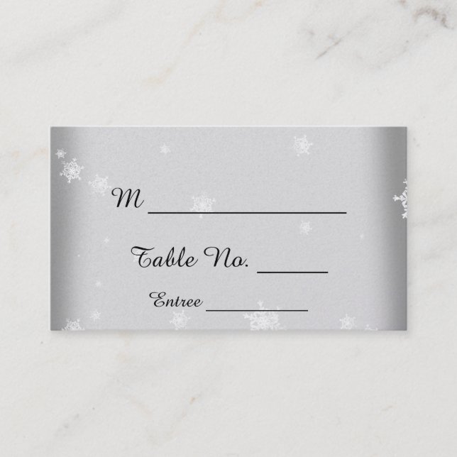 Tarjetas de Boda de copos de nieve blancas y plate (Anverso)
