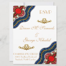 Tarjetas de boda de encaje africano étnico Dashiki