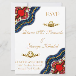 Tarjetas de boda de encaje africano étnico Dashiki