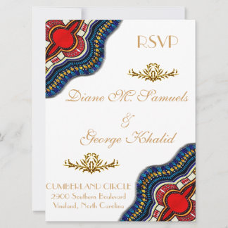 Tarjetas de boda de encaje africano étnico Dashiki