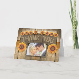 tarjetas de boda de fotos de girasol y madera grac