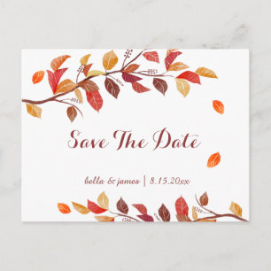 Tarjetas de boda de hojas de otoño para guardar la