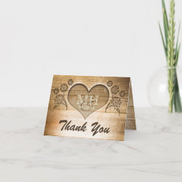 tarjetas de boda de madera rústica de agradecimien