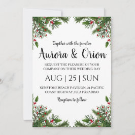 tarjetas de boda de navidad con tipografía elegant