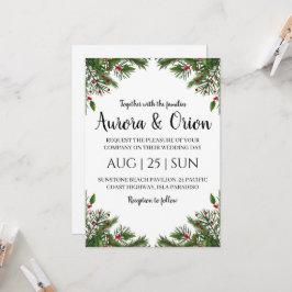 tarjetas de boda de navidad con tipografía elegant