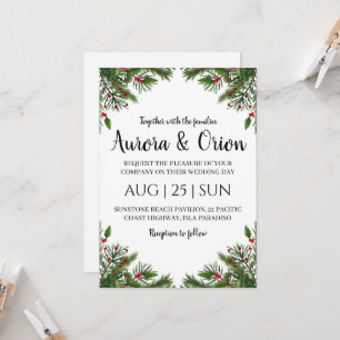 tarjetas de boda de navidad con tipografía elegant