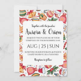 tarjetas de boda de navidad con tipografía elegant