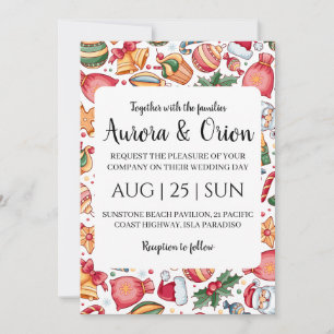 tarjetas de boda de navidad con tipografía elegant