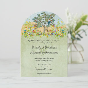 Tarjetas de Boda de Pájaros de Amor con Árbol Frut