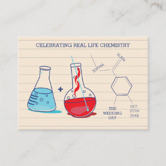 Tarjetas de Boda de química roja y azul