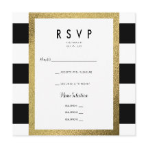 Tarjetas de boda de rayas negras y blancas con RSV