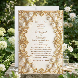 Tarjetas de Boda de Tulipanes Blancos Barroco Opul