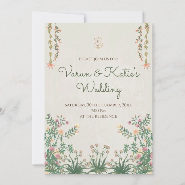 Tarjetas de boda digitales indias y tarjetas de bo (Anverso)