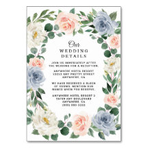 Tarjetas de Boda Dusty Blue Rubor Peach