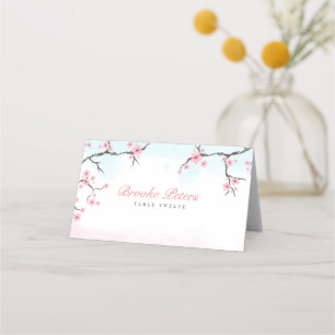 Tarjetas de boda Escort Flor de cerezo acuarela