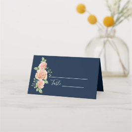 Tarjetas de Boda floral Navy Blue Gold Rubor
