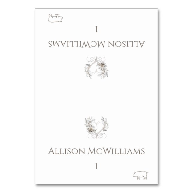 Tarjetas de boda-Flores de ícono de cerdo con cora (Anverso)