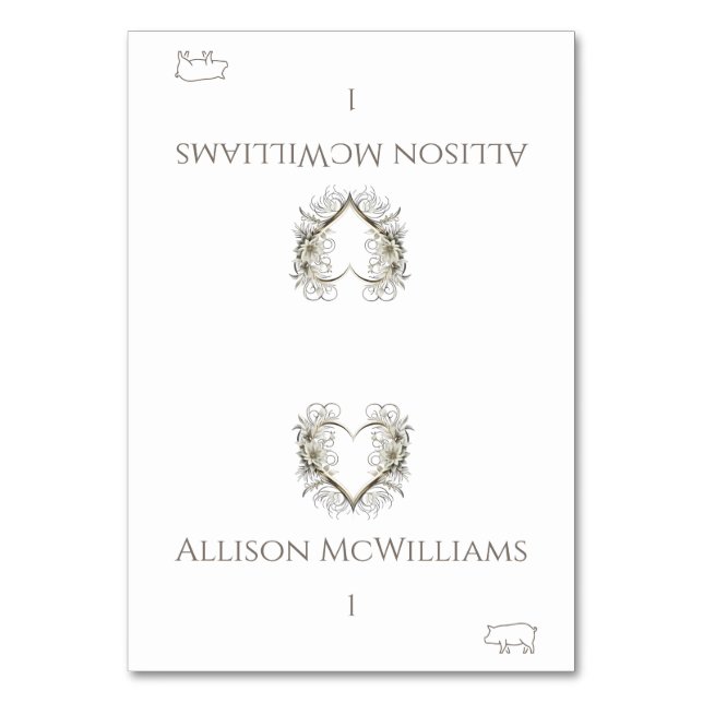 Tarjetas de boda-Flores de ícono de cerdo con cora (Anverso)