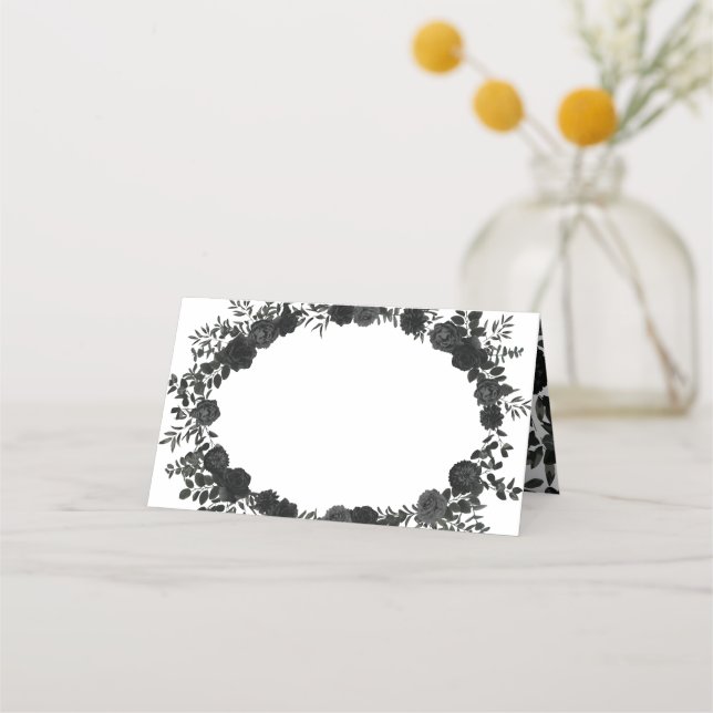 Tarjetas de Boda gótica blanco y negro Rosa (Anverso)