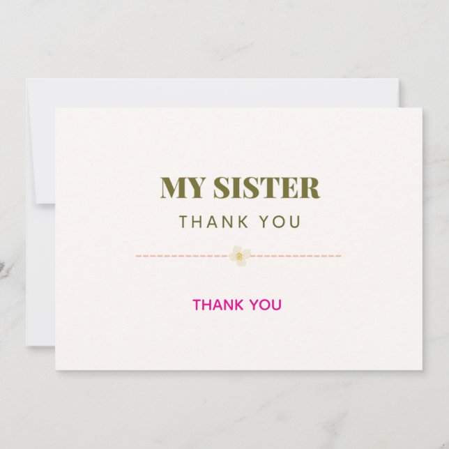 Tarjetas de boda - gracias a mi hermana (Reverso)