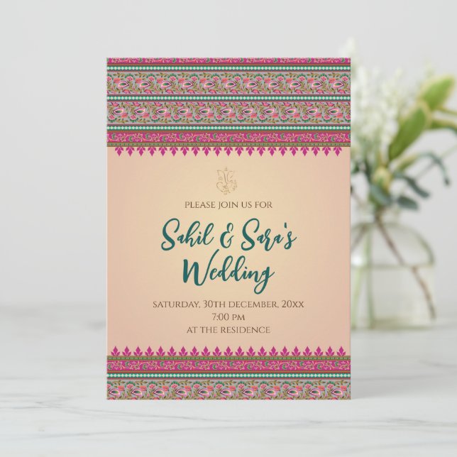 Tarjetas de Boda indias digitales e invitaciones h (Anverso de pie)