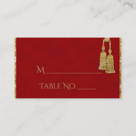 Tarjetas de Boda indias Red and Gold Tassel