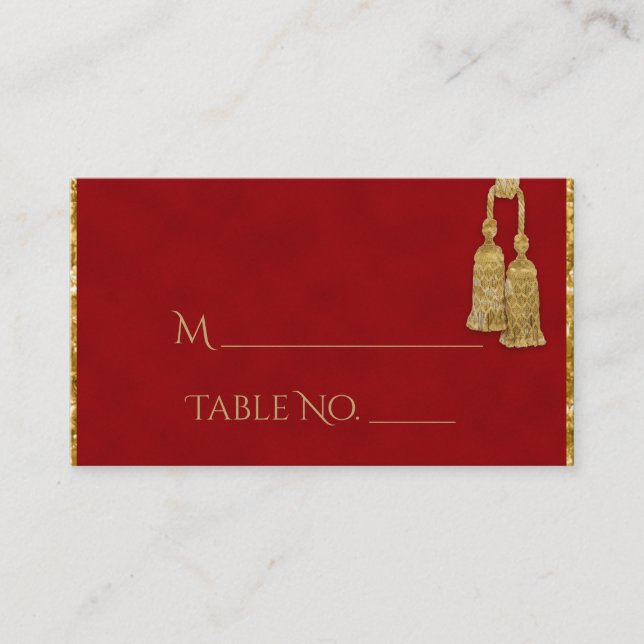Tarjetas de Boda indias Red and Gold Tassel (Anverso)