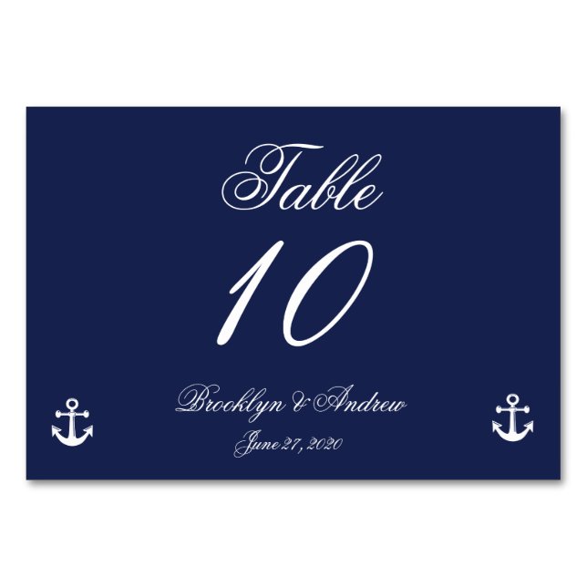Tarjetas de Boda Náutico Azul de la Marina (Anverso)