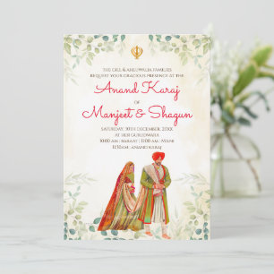 tarjetas de boda punjabi y invitaciones de Anand K