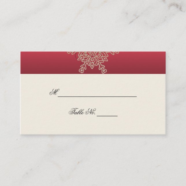 Tarjetas de Boda Red and Gold Snowflake (Anverso)