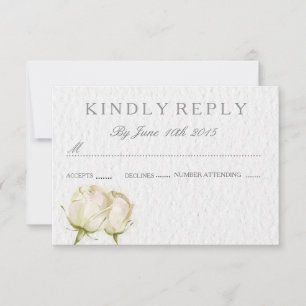 tarjetas de boda RSVP de rosas blancas acuarela
