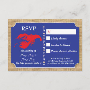 Tarjetas de boda RSVP Langostinos Langosta Invitac
