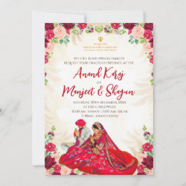 Tarjetas de boda Sikh y invitaciones de Anand Kara