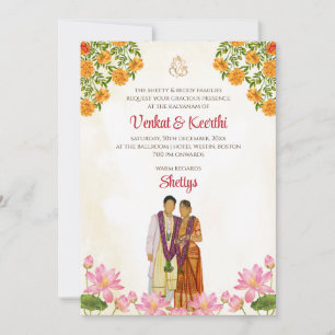 Tarjetas de boda telugu y invitaciones de boda tam