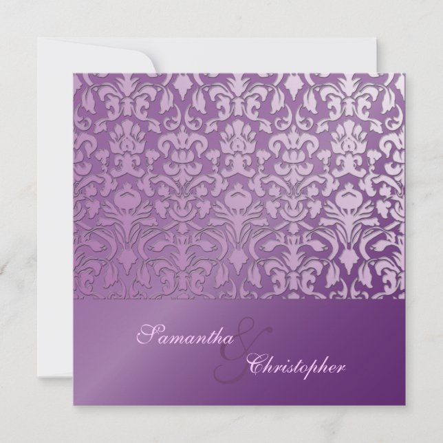 Tarjetas de boda vintage + románticas con damasco (Anverso)