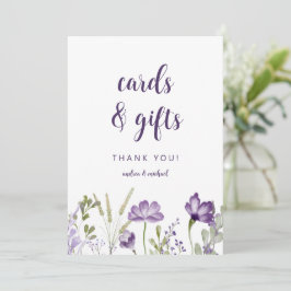 Tarjetas de boda y regalos Señal tarjeta floral pú