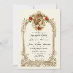 TARJETAS DE BODAS DE FLORES DE Nochebuena CATÓLICA