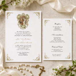 TARJETAS DE BODAS DE ORO FLORAL CATÓLICAS