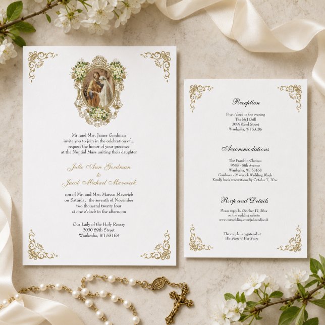TARJETAS DE BODAS DE ORO FLORAL CATÓLICAS (Subido por el creador)