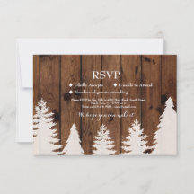 Tarjetas de bodas de RSVP rústicas de madera de in